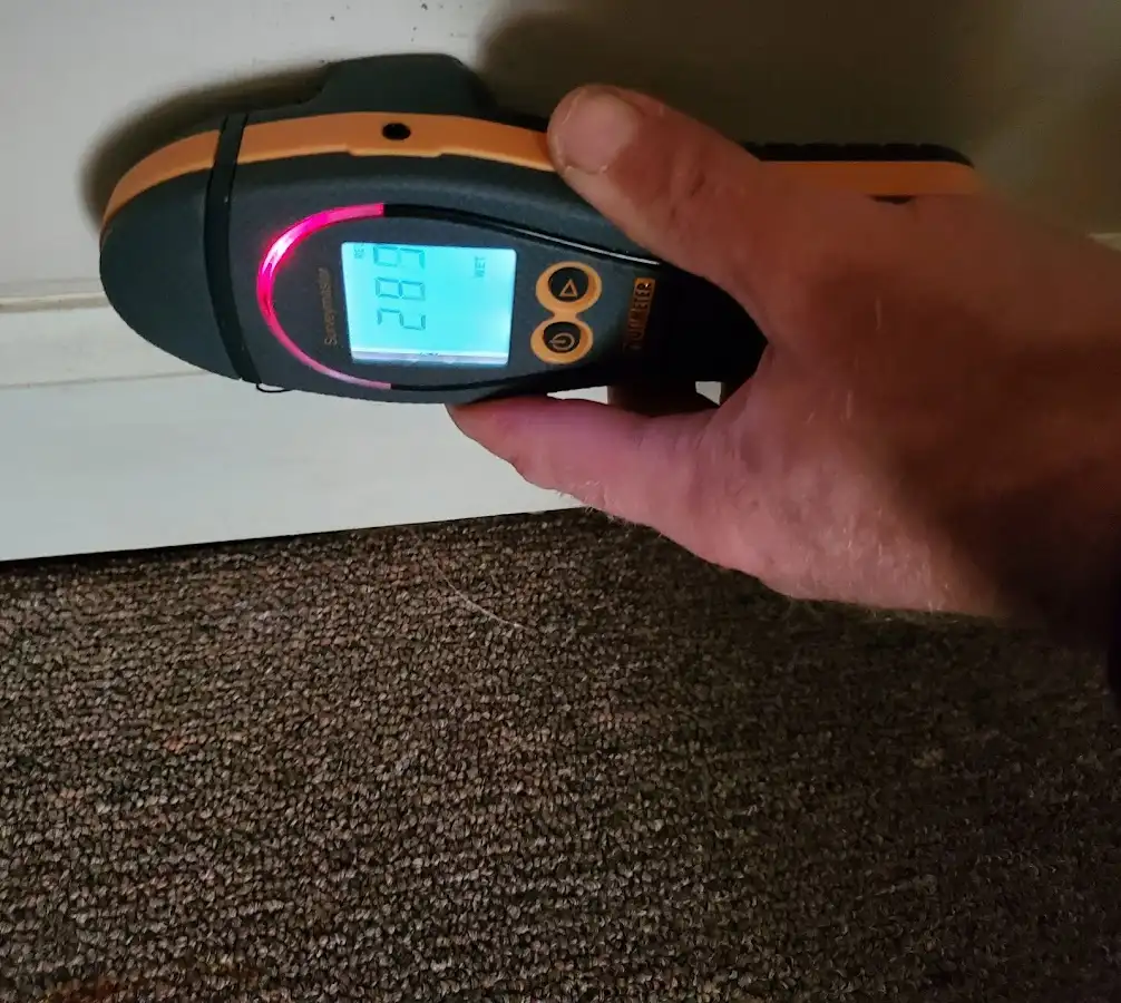 Moisture detection at baseboard during Sewage Cleanup & Sanitation in Lake Zurich